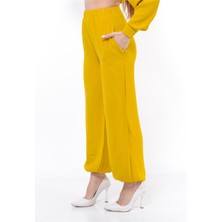 Nuseel Kadın Beli Lastikli Şalvar Pantolon Hardalsarısı