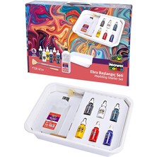 Nova Color Ebru Boya Seti A-4 30 Parça 1 Paket Ebru Sanatı Seti Kitre Kağıt 6 Renkli Boya Fırça Tekne ve Biz