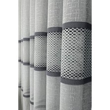 Evdepo Home Taç Aplik Örme Kullanıma Hazır 1/2 Seyrek Pile Tül Perde Tek Kanat - Gri 130 x 240 cm