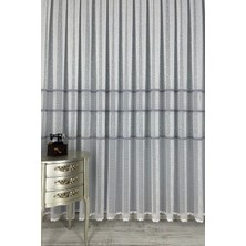 Evdepo Home Taç Aplik Örme Kullanıma Hazır 1/2 Seyrek Pile Tül Perde Tek Kanat - Gri 130 x 240 cm
