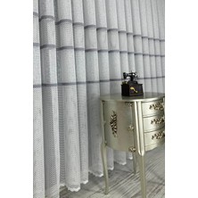 Evdepo Home Taç Aplik Örme Kullanıma Hazır 1/2 Seyrek Pile Tül Perde Tek Kanat - Gri 130 x 240 cm