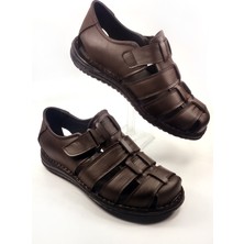 The Dortex Shoes DRTSAN71 İçi ve Dışı  Deri Ortopedik Yazlık Erkek Sandalet