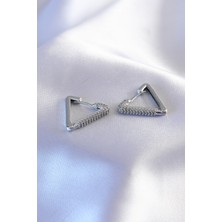 Clariss Gümüş Renk Zirkon Taşlı Üçgen Model Kadın Küpe