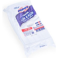 Poppy Plastik Lüx Şeffaf Kaşık - 18 Cm. - 3.2 Gr. - 50 Adetlik 10 Paket