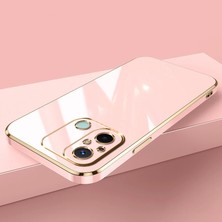 MTK Moveteck Xiaomi Redmi 12C Uyumlu Kılıf Kamera Korumalı Parlak Gold Altın Kenarlı Yumuşak Renkli Silikon Kapak