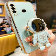 MTK Moveteck Xiaomi Redmi 9t Astronot Kılıf Standlı Sevimli Parlak Gold Altın Kenarlı Tam Korumalı Açılıp Kapanan Stand (Ipsiz)