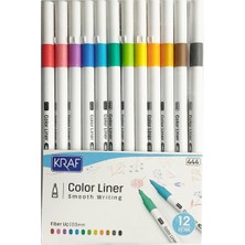 Kraf Color Liner 12 Adet Keçe Uçlu Kalem Seti Farklı Renk Seçenekleriyle