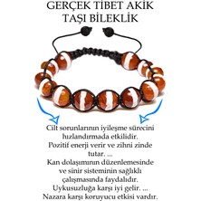 Tesbih Atölyesi Sertifikalı Çizgili Kırmızı Tibet Akik Taşı Bileklik
