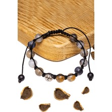 Tesbih Atölyesi Sertifikalı Ham Işlenmemiş Damarlı Kahverengi Akik Taşı Bileklik