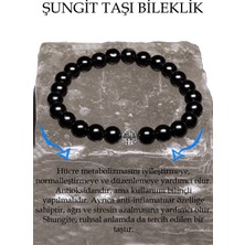 Tesbih Atölyesi Sertifikalı  Shungite - Şungit Taşı Bileklik - Gümüş Aparatlı