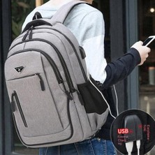 Htun Büyük Kapasiteli Işletme Bilgisayarı Sırt Erkek Sırt Gündelik Şarj Edilebilir USB Ortaokul Öğrencisi Sırt Okul Çantası (Yurt Dışından)