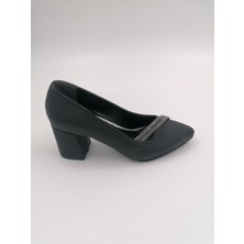 Solmaz Emily Siyah Saten Taşlı Topuklu Abiye Ayakkabı