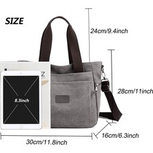 Laıbmfc Tuval Tote Crossbody Çanta - Gri (Yurt Dışından)