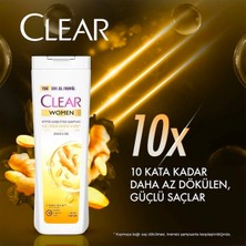 Clear Women Kepeğe Karşı Etkili Şampuan Saç Dökülmesine Karşı Zencefil Özü 350 ml x3 + 180 ml