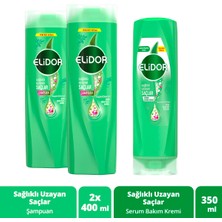 Elidor Superblend Saç Bakım Şampuanı Sağlıklı Uzayan Saçlar 400 ml X2 + Serum Bakım Kremi 350 ml