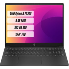 Hp 15-FC0000NT Amd Ryzen 5 7520U 8 GB 512 GB SSD Freedos 15.6" Fhd Taşınabilir Bilgisayar 7P6B0EA