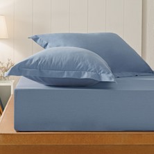 Puffy Naturalis Ranforce Tek Kişilik Lastikli Çarşaf - Indigo