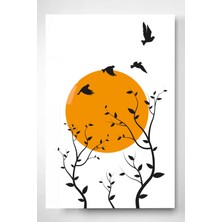 Hinora Dallar ve Güneş 2 Cam Tablo, Dekoratif Cam Tablo, Modern Cam Tablo