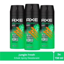 Axe Erkek Sprey Deodorant Jungle Fresh 48 Saat Etkileyici Koku 150 ml X3