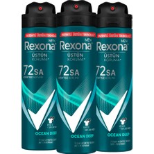 Rexona Men Erkek Sprey Deodorant Invisible Ocean Deep 72 Saat Kesintisiz Üstün Koruma 150 ml X3