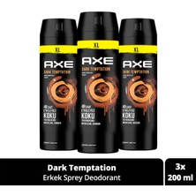 Axe Erkek Sprey Deodorant Dark Temptation Xl 48 Saat Etkileyici Koku 200 ml X3