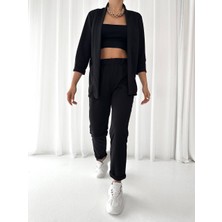 Escbutik Kadın Beli Lastikli Scuba Pantolon Ceket 2li Takım