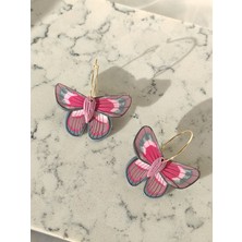 Gizy Store El Yapımı Polimer Kil Kelebek Küpe Pembe Kelebek