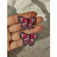 Gizy Store El Yapımı Polimer Kil Kelebek Küpe Pembe Kelebek