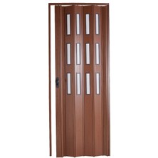 Sarpaş Akordiyon Kapı 72x229 cm Camlı Ceviz 12Mm Katlanır Akordeon PVC