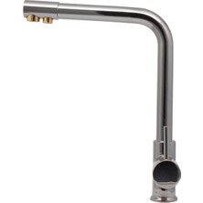 Kustar Füme Gold Detaylı 3 Yollu Arıtma Çıkışlı Mutfak Evye Bataryası