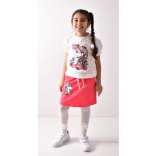 Banada Moda Kız Çocuk Baskılı T-Shirt-Etek Takımı