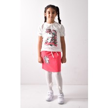 Banada Moda Kız Çocuk Baskılı T-Shirt-Etek Takımı
