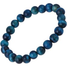 Nusnus 8 mm Mavi Kaplangözü Taşlı Erkek Bileklik