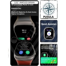 Prepare Watch 8 Ultra Pro Max Amoled 49MM 2,02 Inç Ekran Pusula Vidalı Kilitli Çift Kordon Akıllı Saat