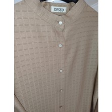 Deseo Boutique Kadın Vizon Renk Simli Düğmeli Gömlek