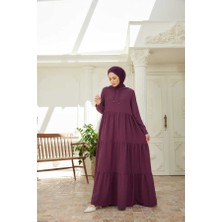 Neways 6531-BERLIN Kapşonlu Reglan Kollu Elbise Koyu Gül Kurusu