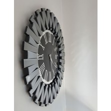 Ayna Denizi Güneş Smoked Jet Black Model Gümüş Siyah Renk 85 Cm Dekoratif Aynalı Duvar Saati