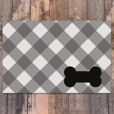 Evaşk Vinil Kaymaz Tabanlı Keçe Baskılı Evcil Hayvan Pet Mama Paspası 30x45
