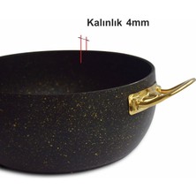 Altın Renk Kulplu Granit Derin Tencere - 24 cm