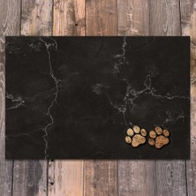 Evaşk Vinil Kaymaz Tabanlı Keçe Baskılı Evcil Hayvan Pet Mama Paspası 45x75