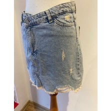 Alya NS Butik Mini Yırtık Jean Etek