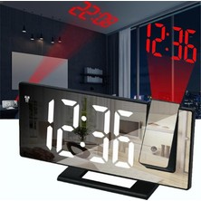 Valkyrie Projeksiyonlu Alarmlı Dereceli Aynalı LED Dijital Masaüstü Saat Siyah