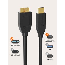Cablecretion Typ-C To Micro-B Gen2 10GBPSHARD Disk Kablosu 0,3metre