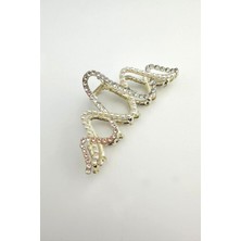 Modex Altın Rengi Çift Tarafı Taşlı Ve İncili Mandal Toka 12cm