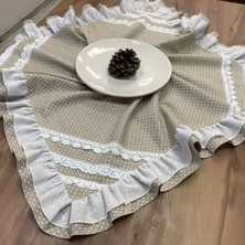 Oya Home Puantiye & Fırfır Detaylı Kare Örtü -100*100 cm