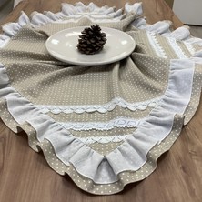 Oya Home Puantiye & Fırfır Detaylı Kare Örtü -100*100 cm