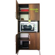 Serezoğlu Home Hamarat Large Çok Amaçlı Fırın Dolabı, Erzak, Mutfak, Balkon, Banyo-4 Kapaklı-4 Bölmeli-Ceviz-75X170,8X45
