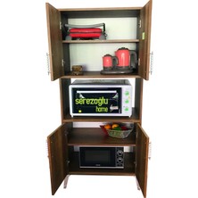 Serezoğlu Home Hamarat Large Çok Amaçlı Fırın Dolabı, Erzak, Mutfak, Balkon, Banyo-4 Kapaklı-4 Bölmeli-Ceviz-75X170,8X45