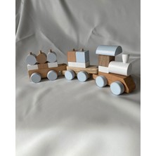 Tiny Wood Bebek - Çocuk Ahşap Eğitici Oyuncak Bloklu Tren Bul Tak Puzzle Vagonlu Tren Ahşap Oyuncak Tren