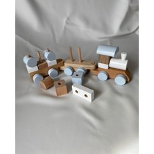 Tiny Wood Bebek - Çocuk Ahşap Eğitici Oyuncak Bloklu Tren Bul Tak Puzzle Vagonlu Tren Ahşap Oyuncak Tren